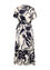 Halflange jurk in viscose met tweekleurig bloemenmotief