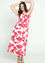 Lange jurk in viscose met bloemenmotief en verstelbare taille