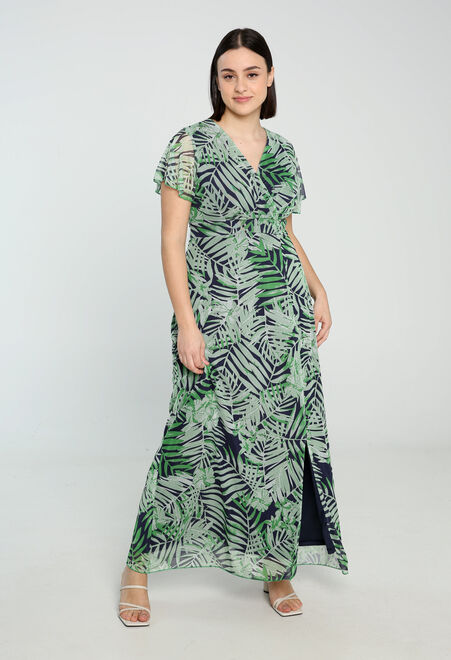 Productie Hoogland briefpapier Lange jurk met plantenmotief - Groen